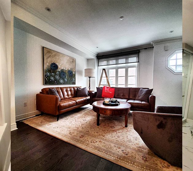 painted living room with large carpet